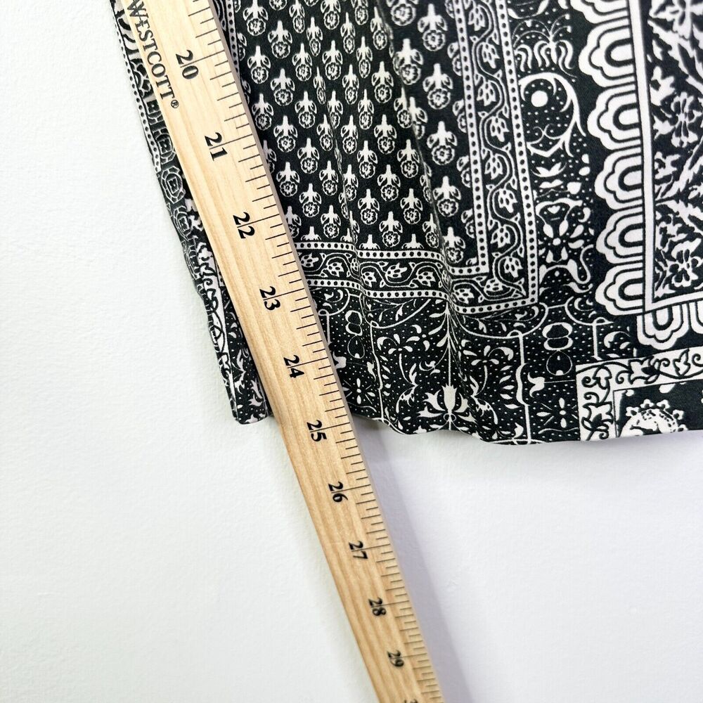 Talbots Pants Women 12 Black White Paisley Patchwork High Rise Cotton Cropped - Picture 8 of 10